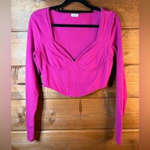 Garage Fuchsia Long Sleeve Crop Top